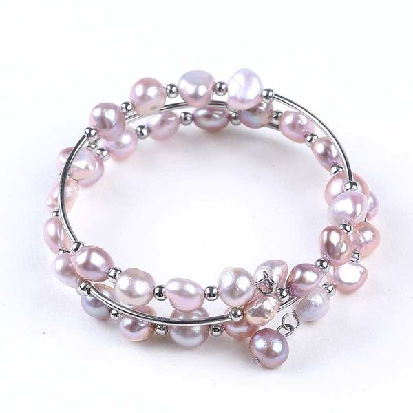 c&j factory direct natural freshwater lavender pearls three layers bangle handmade adjustable bracelet charms women's gift, Black
c&j factory direct natural freshwater lavender pearls three layers bangle handmade adjustable bracelet charms women's gift, Black