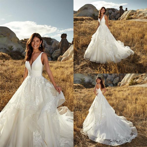 2020 bohemian wedding dresses deep v neck lace appliqued vestidos de novia a line sweep train boho wedding dress, White
2020 bohemian wedding dresses deep v neck lace appliqued vestidos de novia a line sweep train boho wedding dress, White