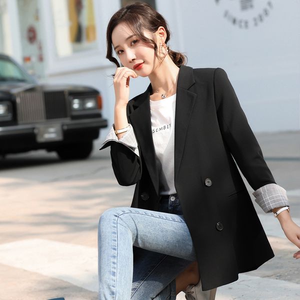 s-5xl womens blazers korean-style casual double-breasted long-sleeved suit jacket spring and autumn blazer feminino, White;black
s-5xl womens blazers korean-style casual double-breasted long-sleeved suit jacket spring and autumn blazer feminino, White;black