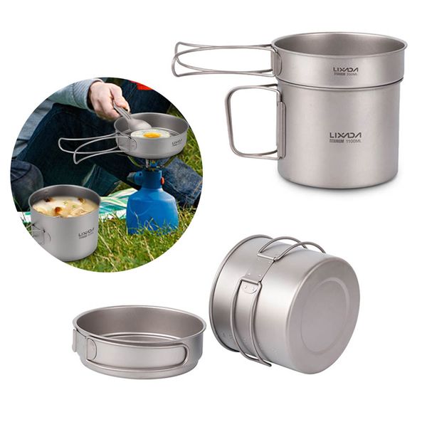 lixada ultralight titanium cookset outdoor camping cookware 1100ml pot and 350ml fry pan with folding handles picnic tableware
lixada ultralight titanium cookset outdoor camping cookware 1100ml pot and 350ml fry pan with folding handles picnic tableware