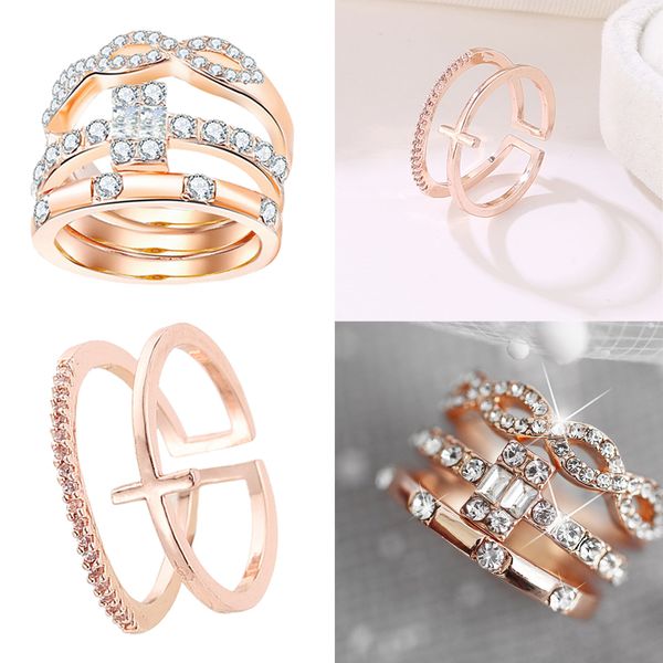 3 pieces crystal cubic rings & double band rings open adjustable finger ring, Golden;silver
3 pieces crystal cubic rings & double band rings open adjustable finger ring, Golden;silver
