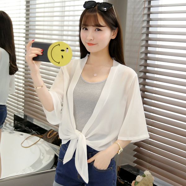 mlxslky chiffon shawl female summer short cardigan beach sun protection clothing womens thin cardigan, White
mlxslky chiffon shawl female summer short cardigan beach sun protection clothing womens thin cardigan, White
