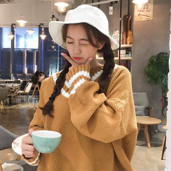 loose lazy wind chic thick sweaters for female autumn 2019 new korean version of the striped v-neck pullover women sweaters, White;black
loose lazy wind chic thick sweaters for female autumn 2019 new korean version of the striped v-neck pullover women sweaters, White;black