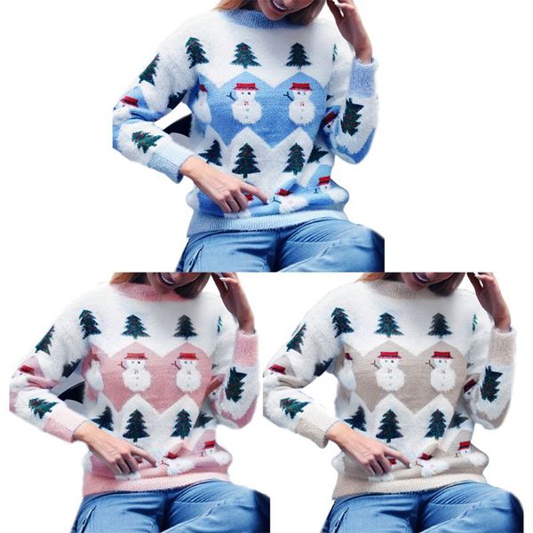 womens winter long sleeve knitted thicken sweater cute christmas tree snowman print pullover plush warm casual loose jumper, White;black
womens winter long sleeve knitted thicken sweater cute christmas tree snowman print pullover plush warm casual loose jumper, White;black