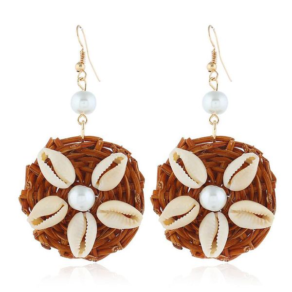 women girl summer boho round rattan earring small sea shell pearl drop dangle earring retro ethnic handmade jewelry femme bijoux, Silver
women girl summer boho round rattan earring small sea shell pearl drop dangle earring retro ethnic handmade jewelry femme bijoux, Silver