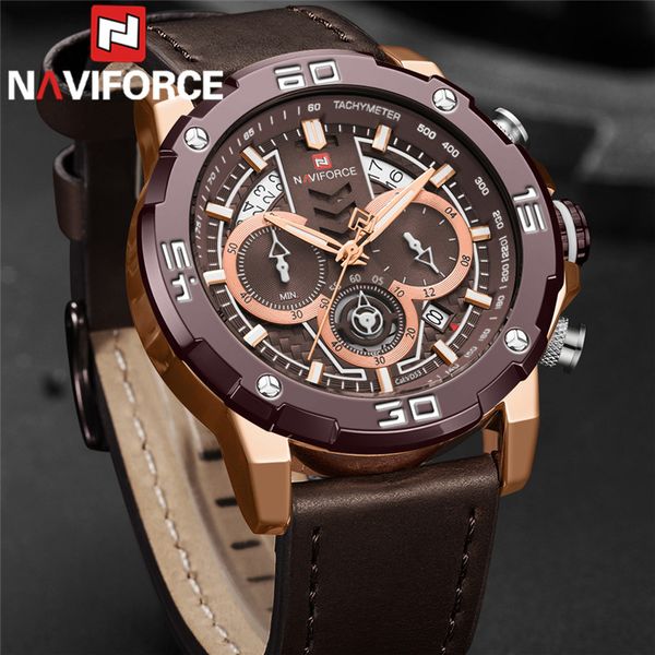 naviforce men watch sport chronograph date man wristwatch brown genuine leather quartz male clock 9175, Slivery;brown
naviforce men watch sport chronograph date man wristwatch brown genuine leather quartz male clock 9175, Slivery;brown