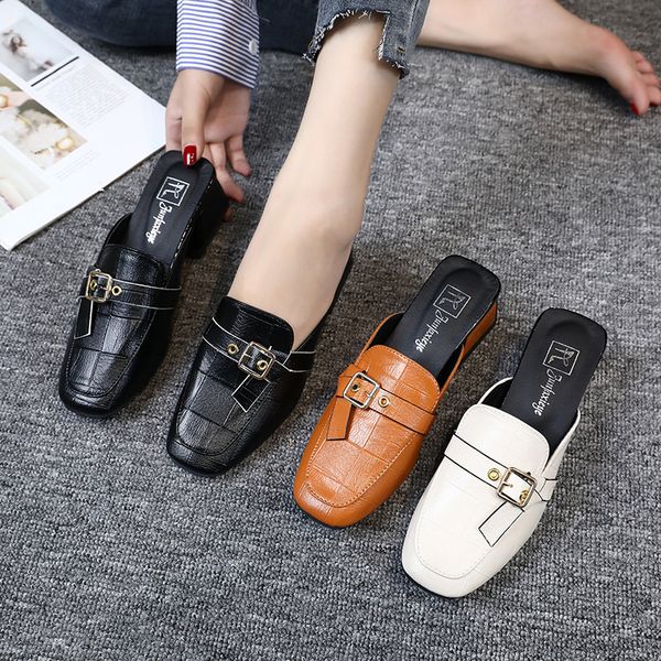 2020 spring and summer new outer wear with the british style half slippers women thick with fashion wild sandals and slippers, Black
2020 spring and summer new outer wear with the british style half slippers women thick with fashion wild sandals and slippers, Black