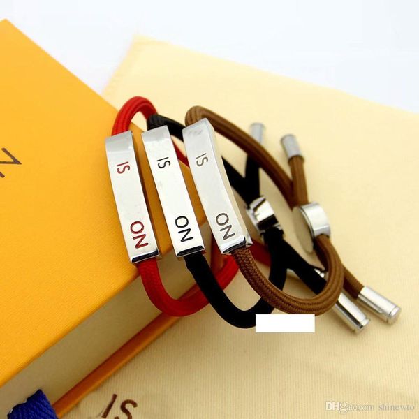 fashion brand named bracelets lady v letter design red black brown pull-out rope bracelet bangle with 18k gold engraving letters metal plate
fashion brand named bracelets lady v letter design red black brown pull-out rope bracelet bangle with 18k gold engraving letters metal plate