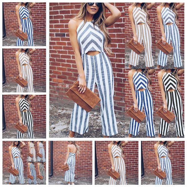 jumpsuits european spring and summer fashion casual striped sleeveless halter jumpsuit support mixed batch, Black;white
jumpsuits european spring and summer fashion casual striped sleeveless halter jumpsuit support mixed batch, Black;white