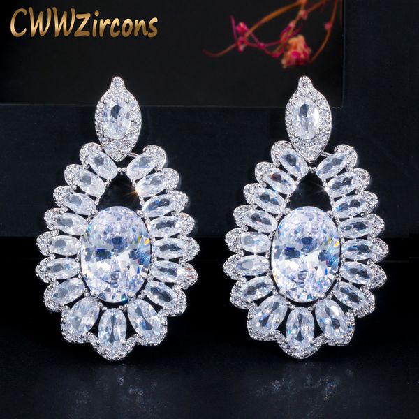cwwzircons sparkling oval cz white crystal silver big dangle drop earrings for women evening dinner party jewelry cz638
cwwzircons sparkling oval cz white crystal silver big dangle drop earrings for women evening dinner party jewelry cz638
