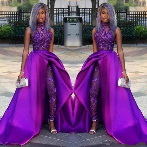 2020 prom jumpsuits dresses with detachable train high neck lace appliqued bead evening gowns luxury african party women pant suits, Black;red
2020 prom jumpsuits dresses with detachable train high neck lace appliqued bead evening gowns luxury african party women pant suits, Black;red