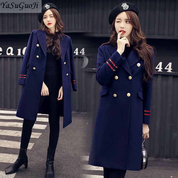new 2018 winter fashion metal double breasted thicken warn cotton liner blue color woollen long coat women casaco feminino ndy8, Black
new 2018 winter fashion metal double breasted thicken warn cotton liner blue color woollen long coat women casaco feminino ndy8, Black