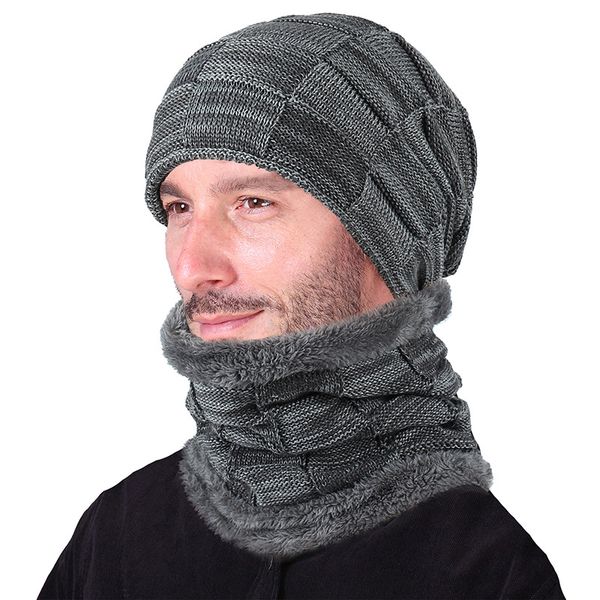 2 pieces beanie hat scarf set winter plush warm knit hat + bib thick skull cap plush knit cap bib set chic men earmuffs, Blue;gray
2 pieces beanie hat scarf set winter plush warm knit hat + bib thick skull cap plush knit cap bib set chic men earmuffs, Blue;gray