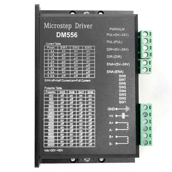 microstep driver digital high accuracy low noise dm556 2 phase 5.6a for 42 57 stepper motor controller
microstep driver digital high accuracy low noise dm556 2 phase 5.6a for 42 57 stepper motor controller