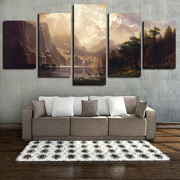 5 panels mountain lake deers modern artworks canvas wall art for home decor abstract poster hd canvas print oil painting
5 panels mountain lake deers modern artworks canvas wall art for home decor abstract poster hd canvas print oil painting