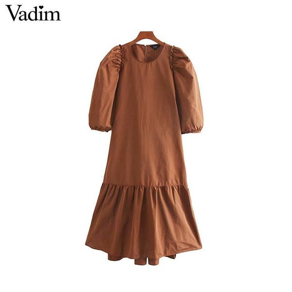 vadim women elegant solid midi dress three quarter puff sleeve female casual retro mid calf dresses straight vestidos qc826, Black;gray
vadim women elegant solid midi dress three quarter puff sleeve female casual retro mid calf dresses straight vestidos qc826, Black;gray
