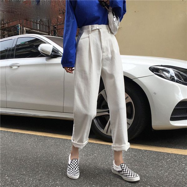 women harem jeans pants fashion high waist loose white denim jeans female black buttons trousers spring 2020 new streetwear, Blue
women harem jeans pants fashion high waist loose white denim jeans female black buttons trousers spring 2020 new streetwear, Blue