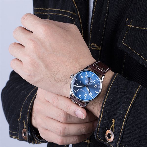 ananke brand men's watch business casual leather belt quartz watches chronograph male clock, Slivery;brown
ananke brand men's watch business casual leather belt quartz watches chronograph male clock, Slivery;brown