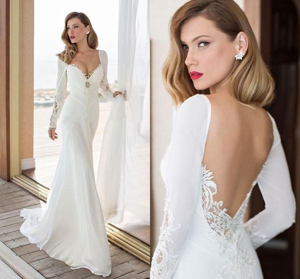 New Arrival Elegant Long Sleeve Mermaid Wedding Dresses Country Vestido De Noiva Chiffon And Spandex Bridal Gowns Robe De Mariee MQ
New Arrival Elegant Long Sleeve Mermaid Wedding Dresses Country Vestido De Noiva Chiffon And Spandex Bridal Gowns Robe De Mariee MQ