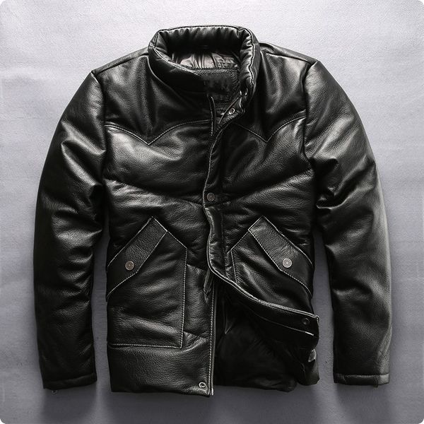new arrival mens 100% real leather jackets casual duck down coat jaqueta couro masculina motoqueiro chaquetas de cuero hombre, Black
new arrival mens 100% real leather jackets casual duck down coat jaqueta couro masculina motoqueiro chaquetas de cuero hombre, Black