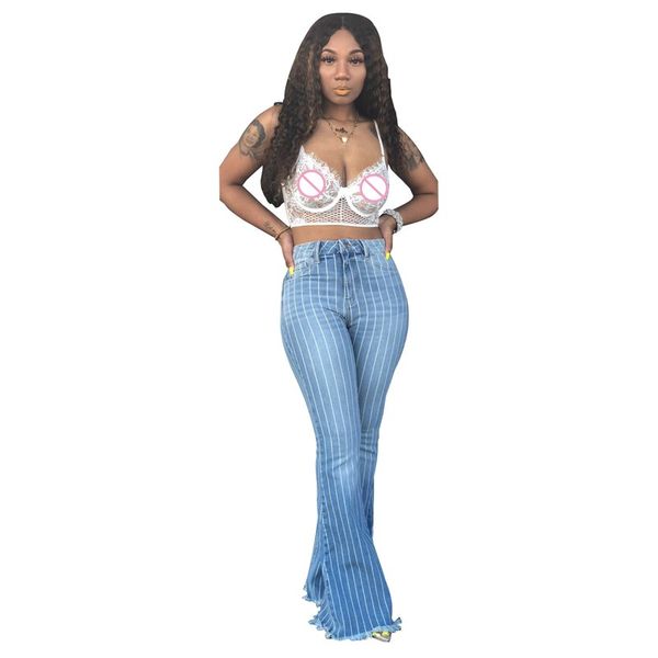 women casual striped fringe bell-bottom pants streetwear high waist jeans flare pants party pockets wide leg trousers, Blue
women casual striped fringe bell-bottom pants streetwear high waist jeans flare pants party pockets wide leg trousers, Blue