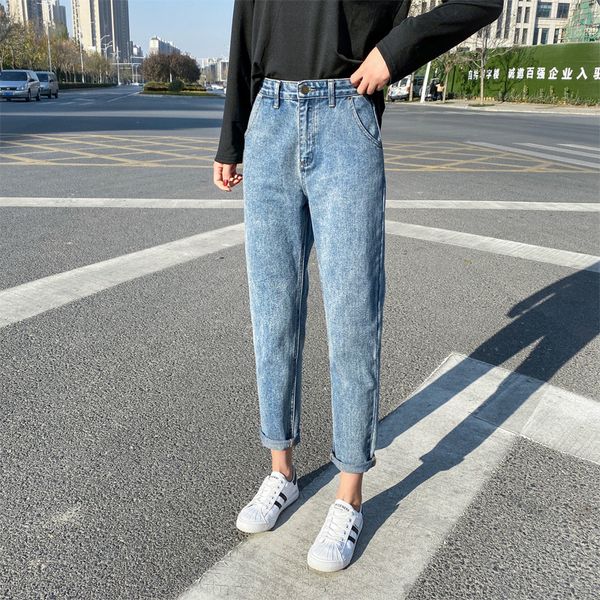 jeans women 2020 spring new high waist loose straight straight was thin and tall harlan pants loose net red dad pants, Blue
jeans women 2020 spring new high waist loose straight straight was thin and tall harlan pants loose net red dad pants, Blue