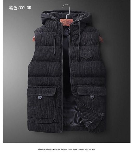 2020 spring and autumn men vest men's autumn and winter sleeveless vest have hooded corduroy thick warm coat, Black;white
2020 spring and autumn men vest men's autumn and winter sleeveless vest have hooded corduroy thick warm coat, Black;white