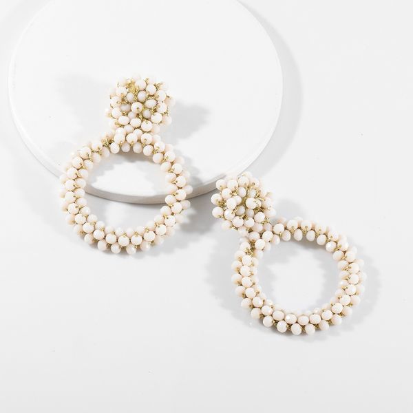 new earrings handmade needle stitch winding rice beads earrings female geometry big circle, Silver
new earrings handmade needle stitch winding rice beads earrings female geometry big circle, Silver