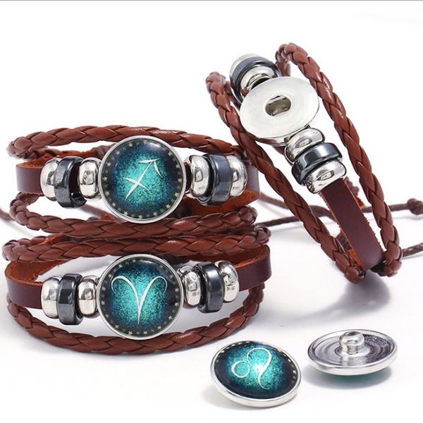 handmade leather bracelets 12 constellation zodiac design wax rope chain bracelets snap buttons vintage bangle for women men lover jewelry, Golden;silver
handmade leather bracelets 12 constellation zodiac design wax rope chain bracelets snap buttons vintage bangle for women men lover jewelry, Golden;silver