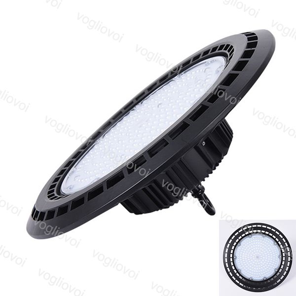 led high bay light ufo 50w 100w 150w 200w flood light waterproof aluminium 90° cover radiator 6500k for industrial warehouse exhibition dhl