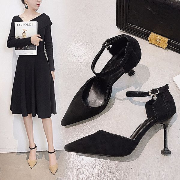 2019 spring and autumn new shallow mouth stiletto pointed high heels korean wild hollow casual women's single shoes, Black
2019 spring and autumn new shallow mouth stiletto pointed high heels korean wild hollow casual women's single shoes, Black