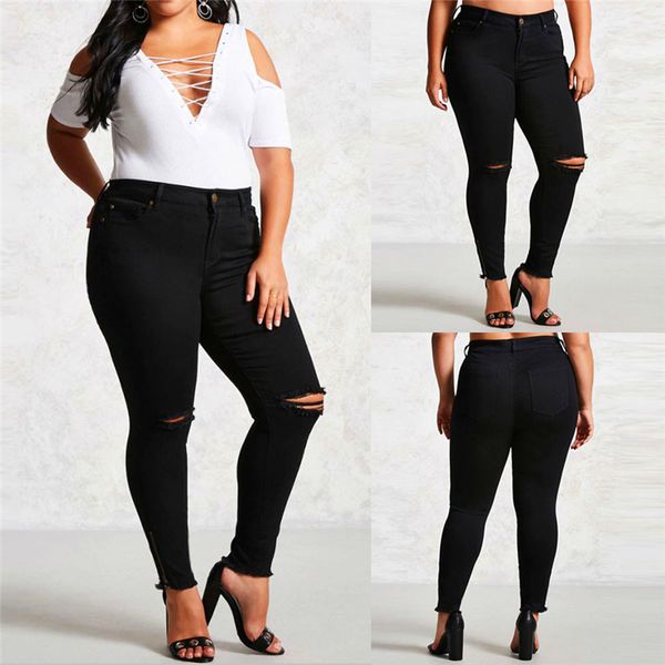 women's high waist extra large size jeans stretch denim pant thin hole pencil distressed ripped freyed slim fit pocket trousers, Blue
women's high waist extra large size jeans stretch denim pant thin hole pencil distressed ripped freyed slim fit pocket trousers, Blue