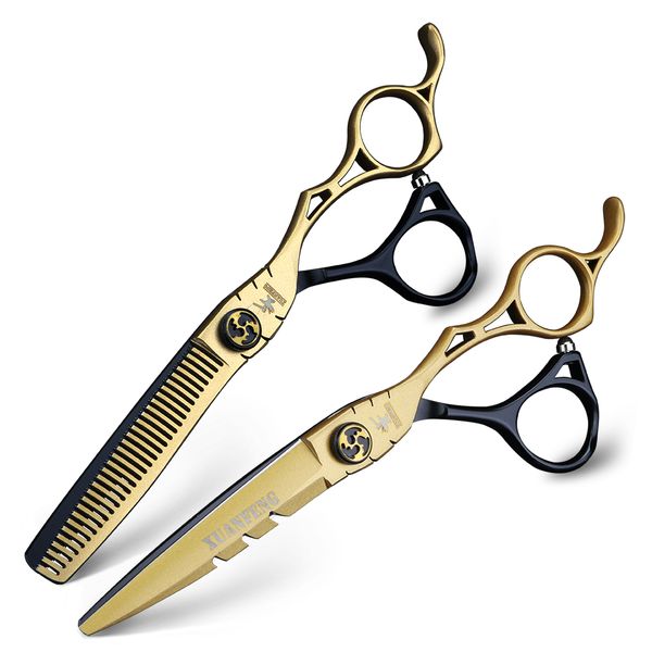 6 inch hairdressing scissors barber cutting and thinning scissors 440c stainless steel hair shear set 2 color stitching
6 inch hairdressing scissors barber cutting and thinning scissors 440c stainless steel hair shear set 2 color stitching