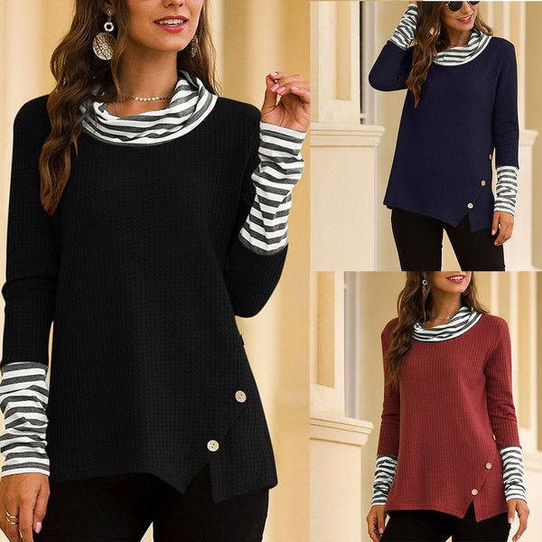 new women striped patchwork sweatshirt long sleeves turtleneck autumn tunics vn 68, White
new women striped patchwork sweatshirt long sleeves turtleneck autumn tunics vn 68, White
