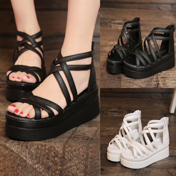sagace sandals 2019 fashion new solid leather high heels sandals round toe womens flat heel dropshipping 61114, Black
sagace sandals 2019 fashion new solid leather high heels sandals round toe womens flat heel dropshipping 61114, Black
