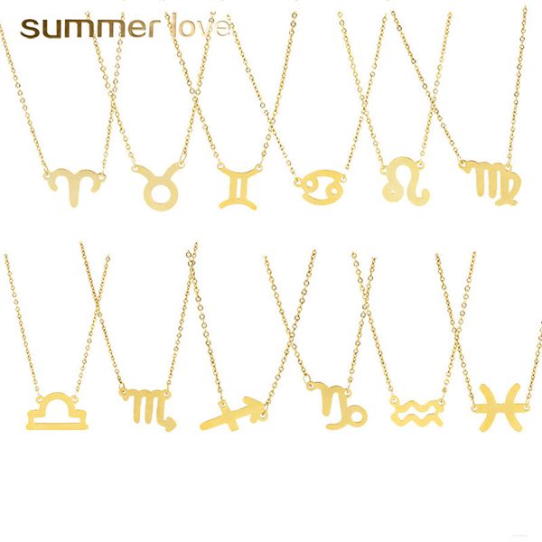 12 constellation stainless steel pendants choker necklaces for women gold fashion simple pendant chain necklace jewelry gift, Silver
12 constellation stainless steel pendants choker necklaces for women gold fashion simple pendant chain necklace jewelry gift, Silver