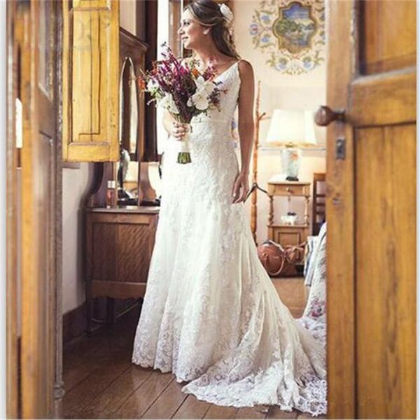 elegant white v neck mermaid wedding dresses spaghetti backless full lace bridal gowns custom made wedding dress
elegant white v neck mermaid wedding dresses spaghetti backless full lace bridal gowns custom made wedding dress