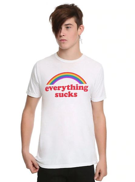 everything sucks rainbow art colored t-shirt fashion grunge graphic 100% cotton women quote graphic tumblr tee tshirt, White
everything sucks rainbow art colored t-shirt fashion grunge graphic 100% cotton women quote graphic tumblr tee tshirt, White