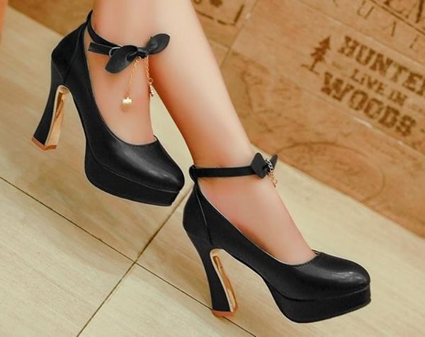 women's shoes in spring and autumn high coarse heel round head waterproof table bowknot@hl397, Black
women's shoes in spring and autumn high coarse heel round head waterproof table bowknot@hl397, Black