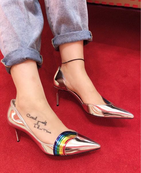 women's pointed toe arken pumps rainbows fashion luxury designer lady red bottom high heels dress party wedding with box, Black
women's pointed toe arken pumps rainbows fashion luxury designer lady red bottom high heels dress party wedding with box, Black