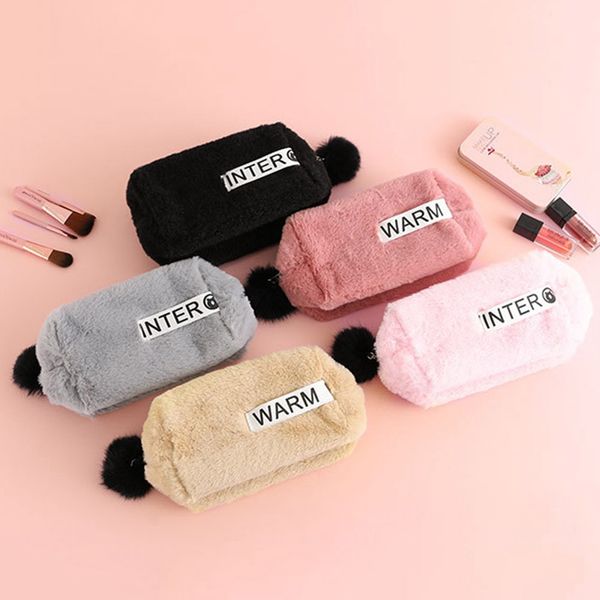 cute plush pencil box with hairball pendant multi color large capacity pencil case kawaii makeup bag office school supply
cute plush pencil box with hairball pendant multi color large capacity pencil case kawaii makeup bag office school supply
