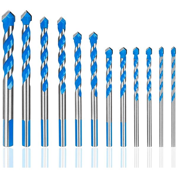 12 pcs masonry drill bits set m to 12mm carbide twist tips for wall, brick, cement, concrete, glass, wood) have industrial str
12 pcs masonry drill bits set m to 12mm carbide twist tips for wall, brick, cement, concrete, glass, wood) have industrial str