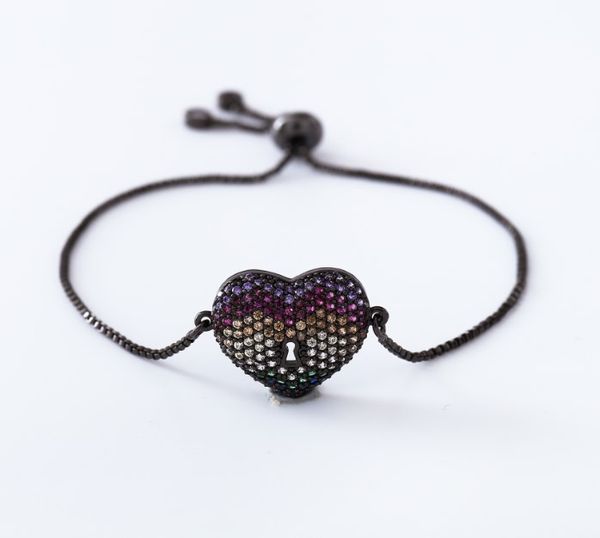 gold silver chain micro pave cz zircon cubic zirconia bracelet rope adjusted macrame heart bangle thg43 fashion women, Black
gold silver chain micro pave cz zircon cubic zirconia bracelet rope adjusted macrame heart bangle thg43 fashion women, Black