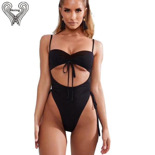 

maxi ruched tie front swimsuit one piece swimwear women high cut bathing suit padded monokini bathers woman swimsuits fused, White;black