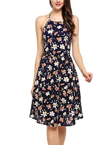 zeagoo women summer halter neck backless chiffon floral print casual beach dress, Black;gray
zeagoo women summer halter neck backless chiffon floral print casual beach dress, Black;gray
