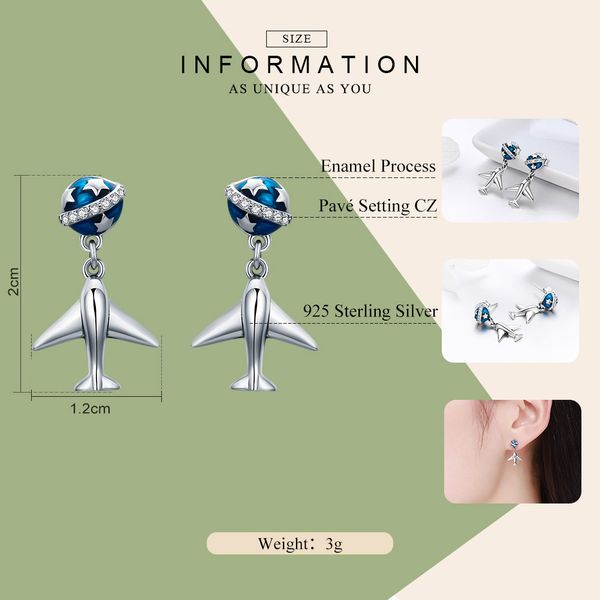 fashion-e real 925 sterling silver travel the world plane drop earrings for women fashion brand jewelry gift cqe331
fashion-e real 925 sterling silver travel the world plane drop earrings for women fashion brand jewelry gift cqe331