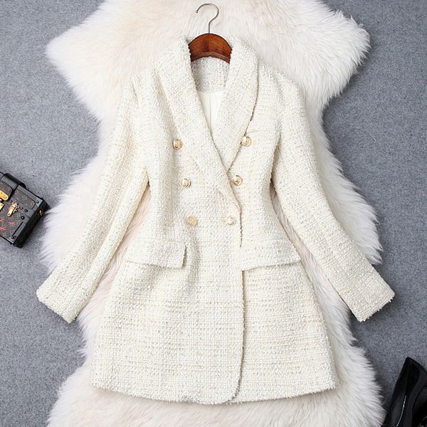 runway 2019 designer blazer women's double breasted metal button long sleeve notched collar jacket wool blends tweed blazer coat, White;black
runway 2019 designer blazer women's double breasted metal button long sleeve notched collar jacket wool blends tweed blazer coat, White;black