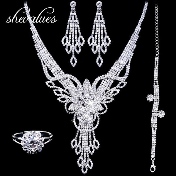 rhinestone bridal jewelry sets for women crystal waterdrop necklaces bracelets earrings rings for women wedding accessories, Slivery;golden
rhinestone bridal jewelry sets for women crystal waterdrop necklaces bracelets earrings rings for women wedding accessories, Slivery;golden