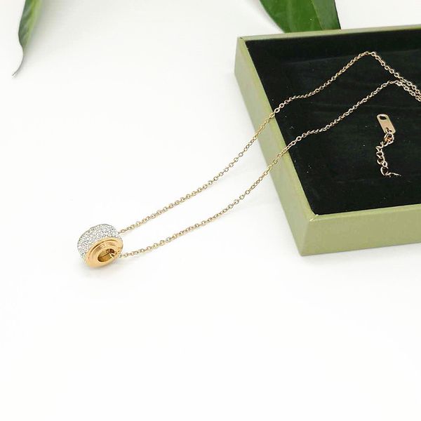 fashion- steel rose gold full star transfer necklace female drill european and american collarbone chain, Silver