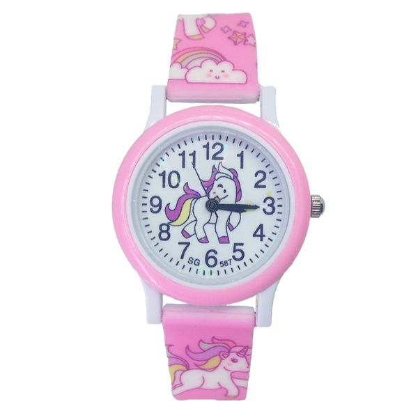 

children fashion cute unicorn cartoon girls boys child pony clock student sport kids watch baby watch baby birthday party gifts, Blue